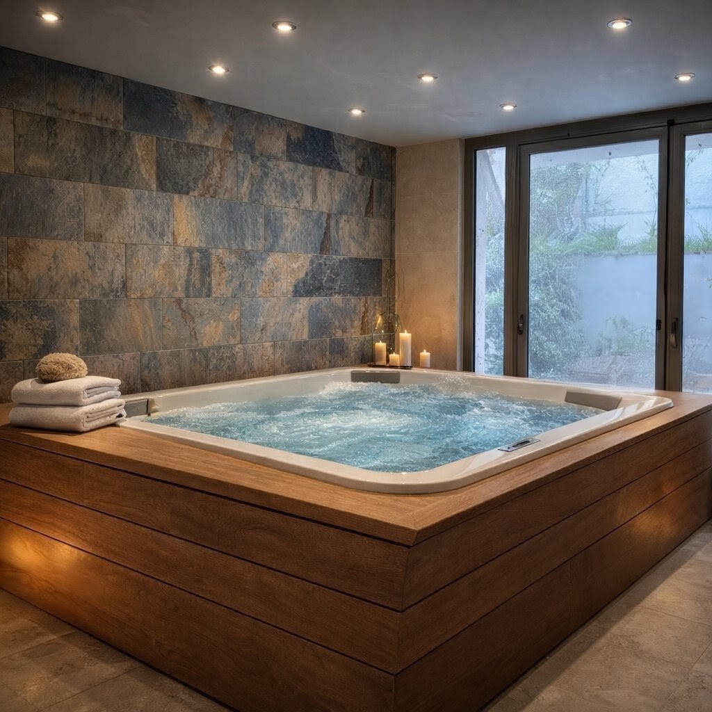 Spa jacuzzi dans un espace bien-être à Levens dédié à la détente et à la relaxation